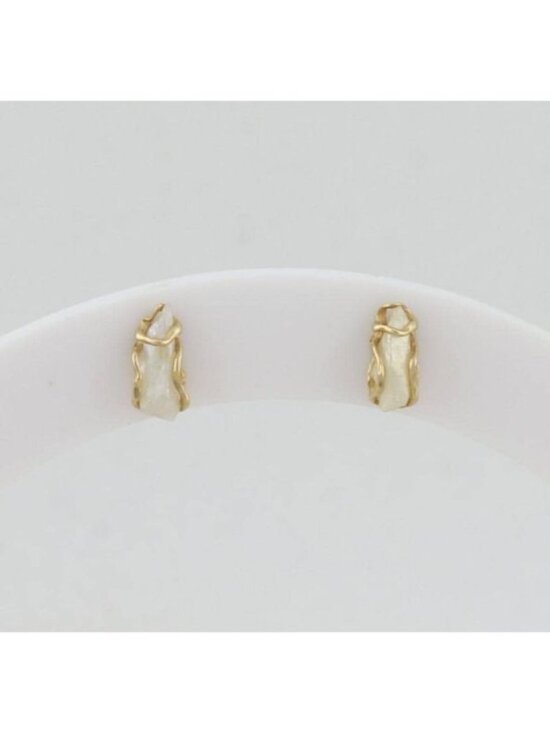 Jewelry - 14k Yellow Gold Tiny Freshwater Keshi Pearl Earrings Studs 3/8" x 1/8"